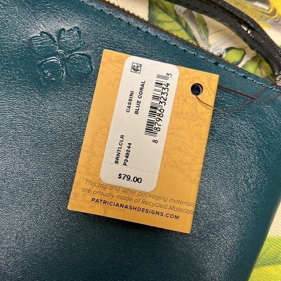 Brand New Patricia Nash Genuine Tooled Leather Blue Coral Cassini Wristlet - Picture 11 of 15